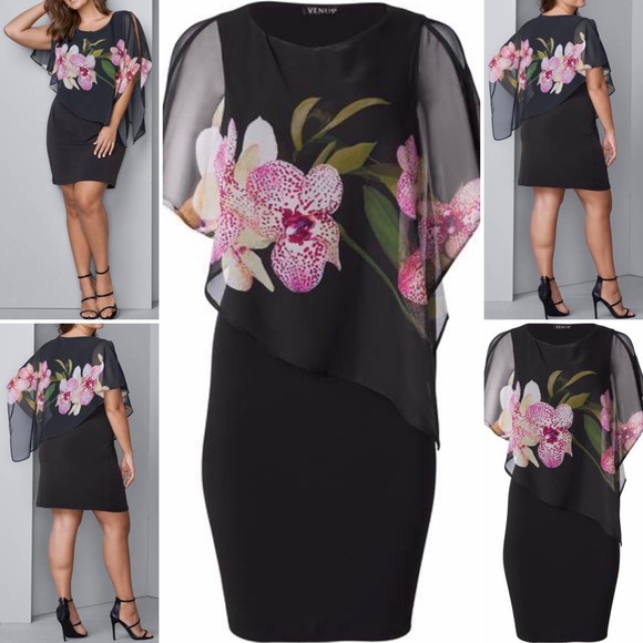 Floral Asymmetrical Overlay Sleeveless Dress - Picture 8 of 8